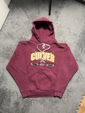 Culver Maroon Hooded Pullover Sweatshirt with Hockey Graphic